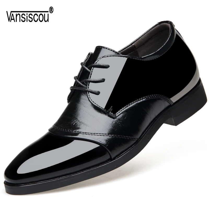 Beste VANSISCOU Mannen Hight Toenemende 6 cm Lift Schoenen Lace up Oxford Lederen Schoenen Business Office Wedding Schoenen Inlegzolen Taller 6 cm