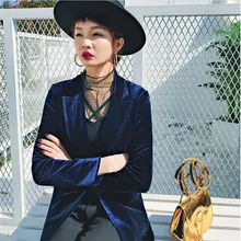 Блейзер Женский костюм Блейзер весенний и осенний тонкий золотой бархатный маленький костюм пиджак Женский Досуг Женский блейзер A3387