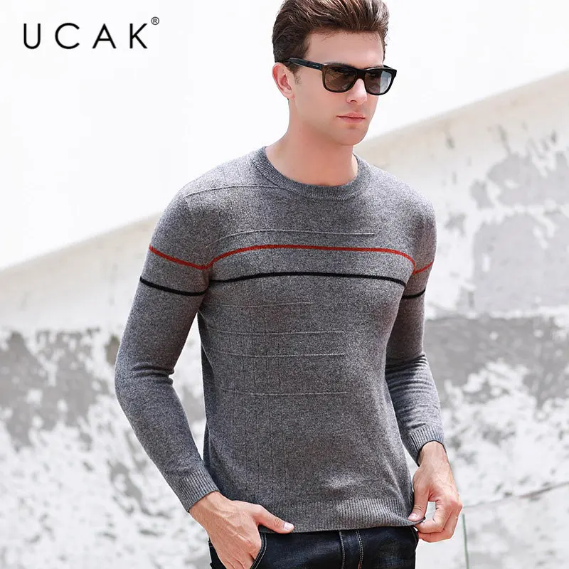 UCAK Brand Pure Merino Wool Sweater Men Autumn Winter Thick Warm Cashmere Pullover Men Streetwear Casual O-Neck Pull Homme U3036 UCAK Brand Pure Merino Wool Sweater Men Autumn Winter Thick Warm Cashmere Pullover Men Streetwear Casual O-Neck Pull Homme U3036
