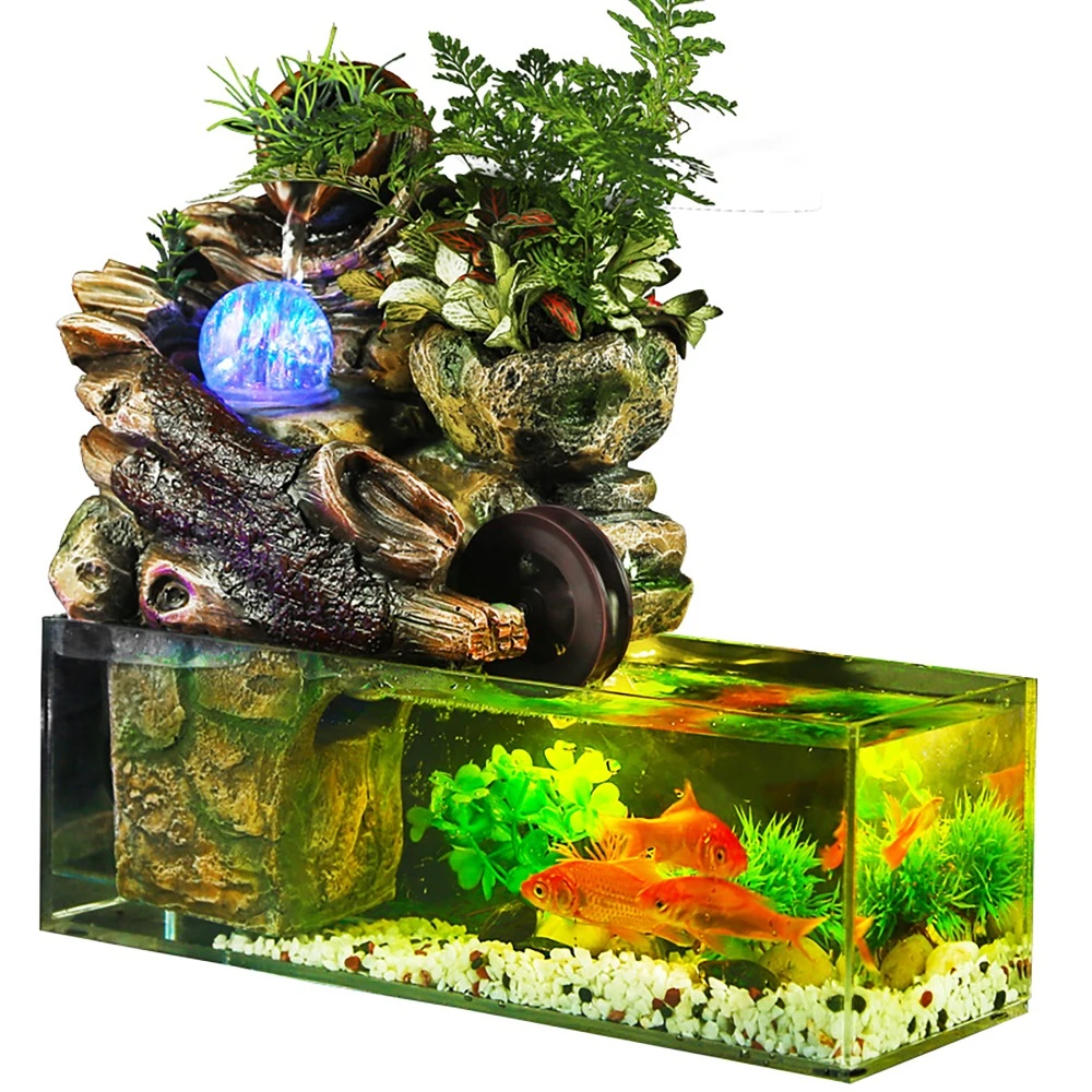 Aquarium Fish Tank Artificial Landscape Rockery Water Fountain With Ball Ornaments Living Room Desktop Lucky Home Bar Decoration Aquariums Tanks Aliexpress
