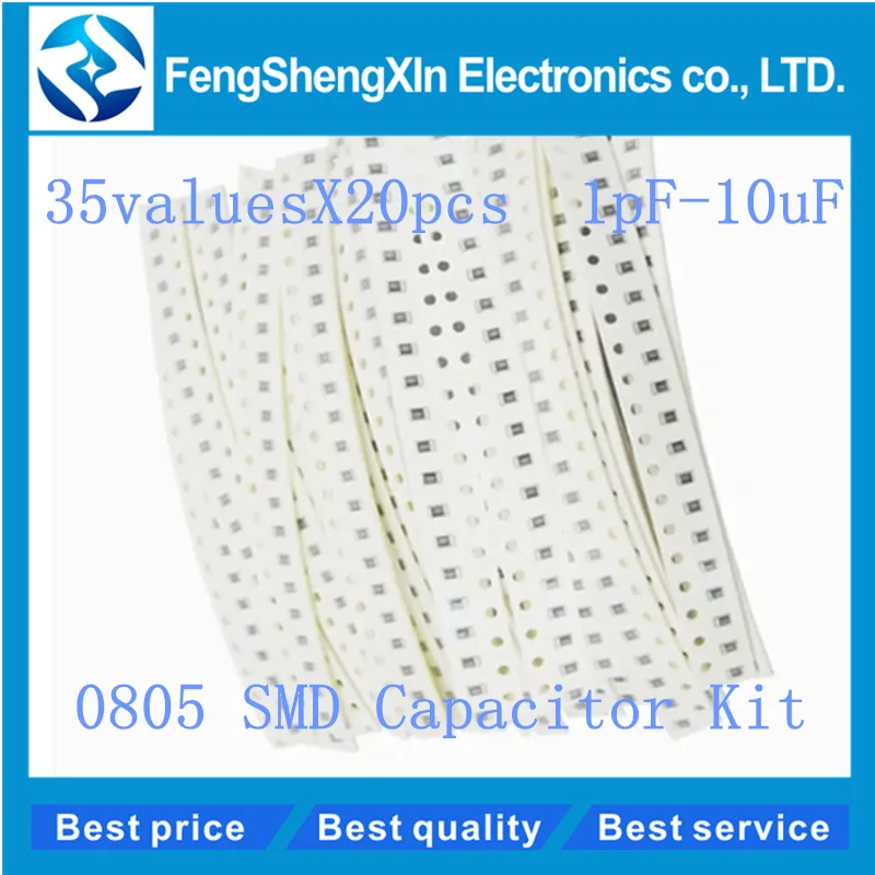 35valuesX20pcs=700pcs 0805 SMD Capacitor Kit 1pF 10uF Capacitorsin