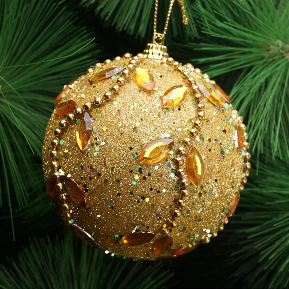 

8cm Merry Christmas Rhinestone Glitter Baubles Balls Christmas Tree Hanging Ornaments Decor Foam Balls Styrofoam Balls #18