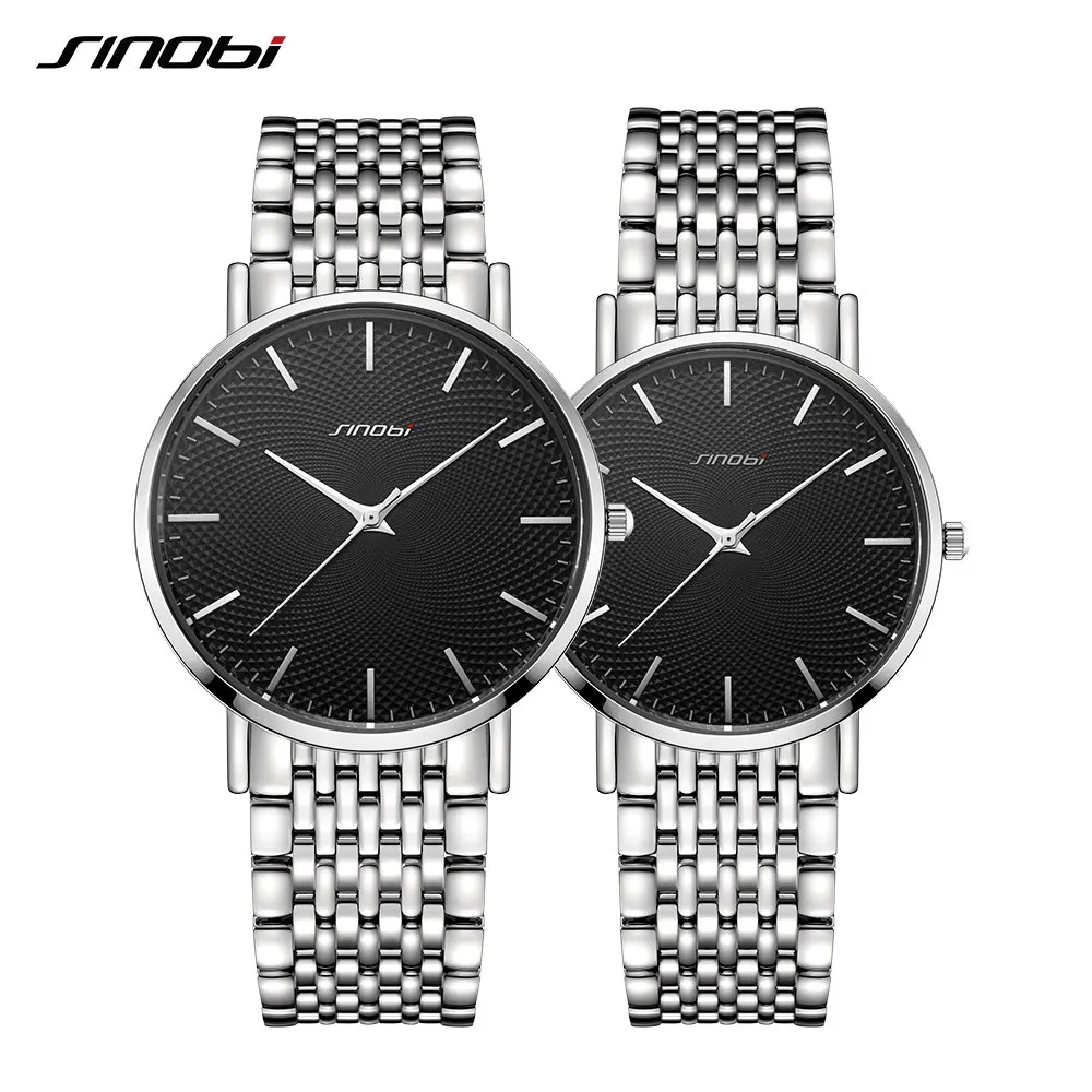Hot Sale  SINOBI SET Couple Watches Top Luxury Quartz Mans Watch Stainless Steel Band Ultra-thin Quartz Time 