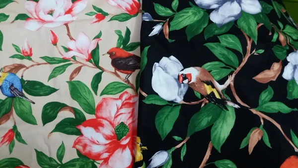 

Pretty Cute 50x135cm Birds & Flowers Printed Cotton Spandex Fabric