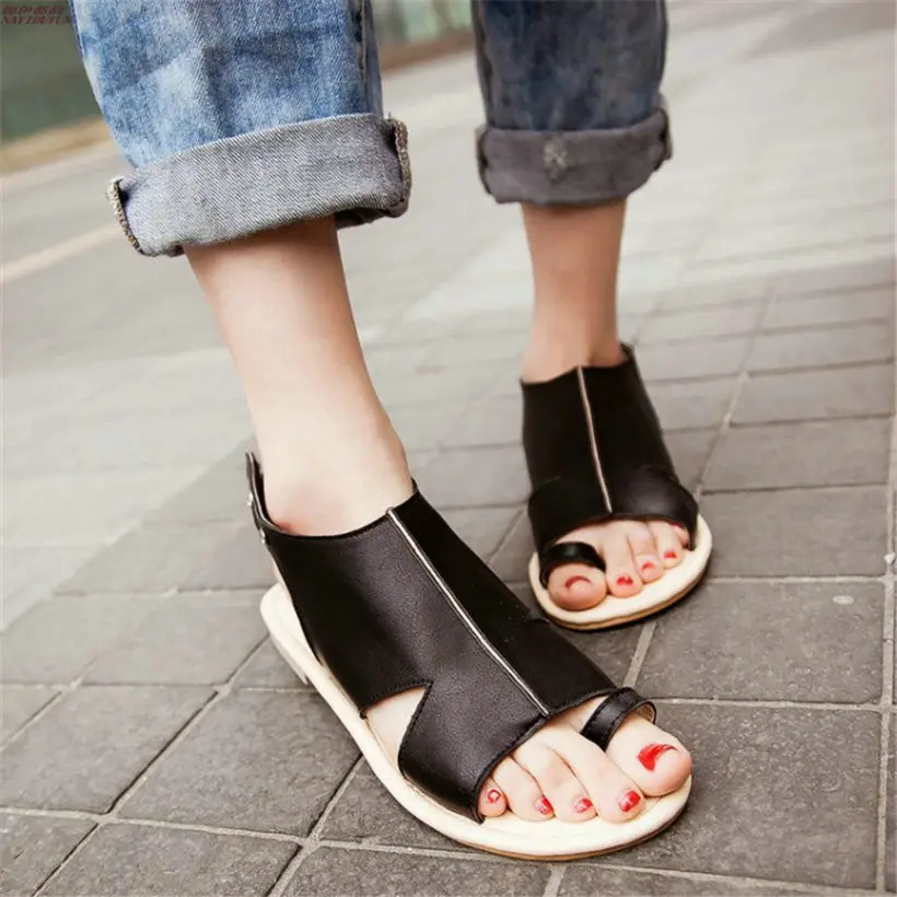 

NAYIDUYUN Womens black/brown chic shoes roman gladiator thong sandals Flats Oxfords Summer Casual party Shoes