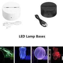 USB Cable Touch Lamp Bases For 3D LED Night Light Replacement 7 Color Colorful Light Base Table Decor Holder