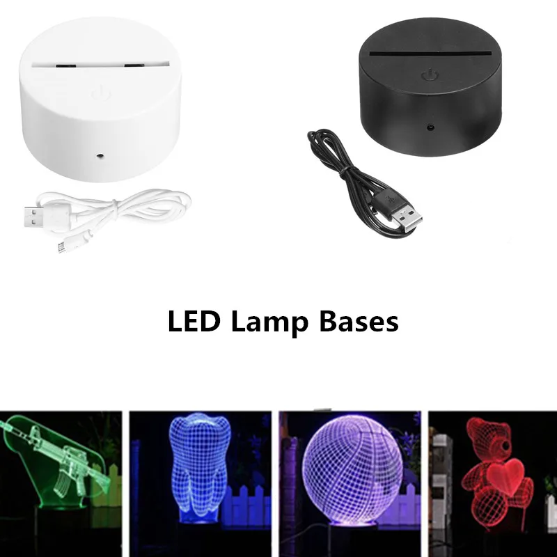 

USB Cable Touch Lamp Bases For 3D LED Night Light Replacement 7 Color Colorful Light Base Table Decor Holder