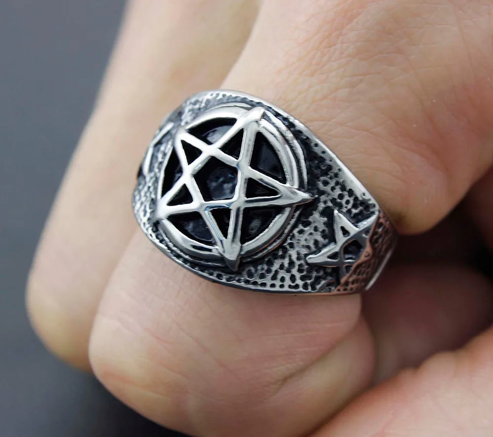 Valentine Gift For Men Bague Croix Satanique Gothique Homme