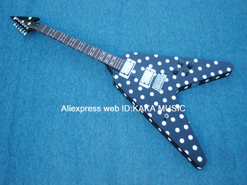 

China Guitar Factory Custom Shop Black White Polka Dot Electric Guitar HOT