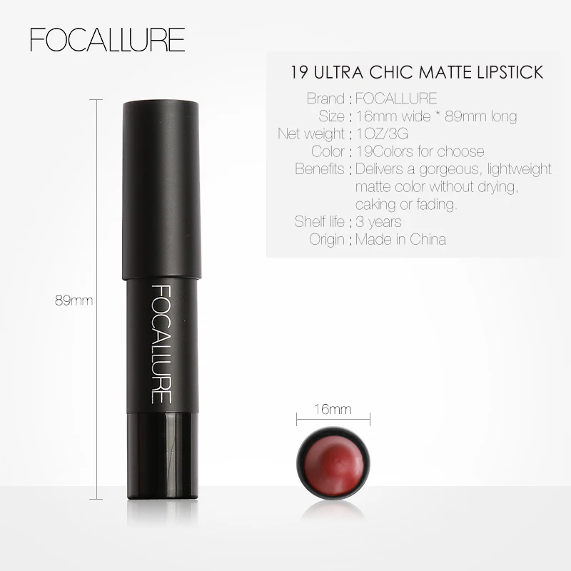 Focallure Matte губная помада, 19 цветов, водостойкая, стойкая, легко носить, профессиональная губная помада, губы телесного цвета, макияж