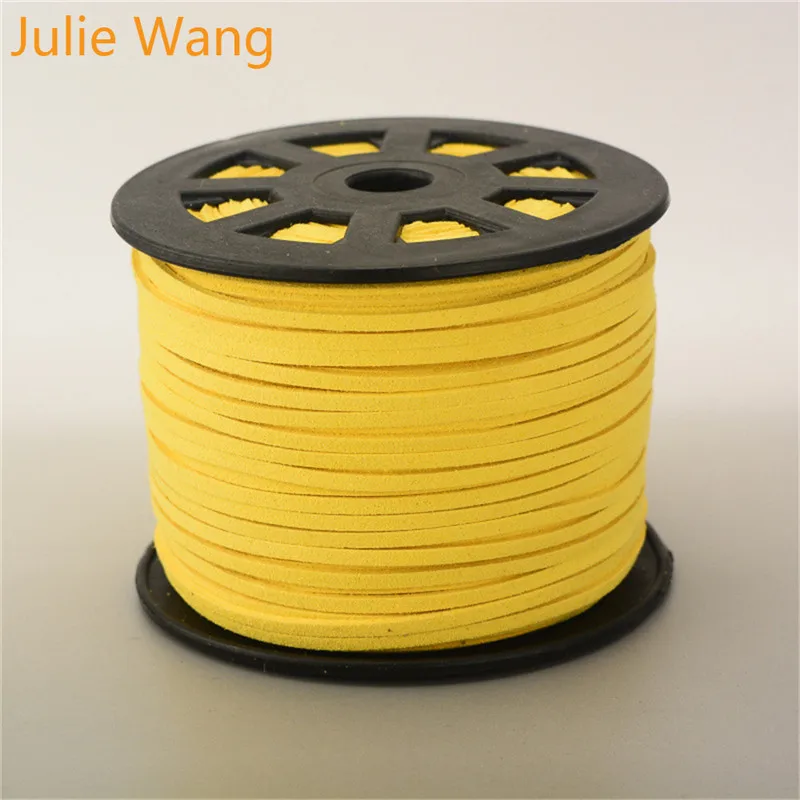 Julie Wang, 5 м/упаковка, 2,6 мм, замшевые шнуры для самостоятельного изготовления ожерелья, подвеска, цепочка, веревка, браслет, аксессуары для изготовления ювелирных изделий - Цвет: Yellow
