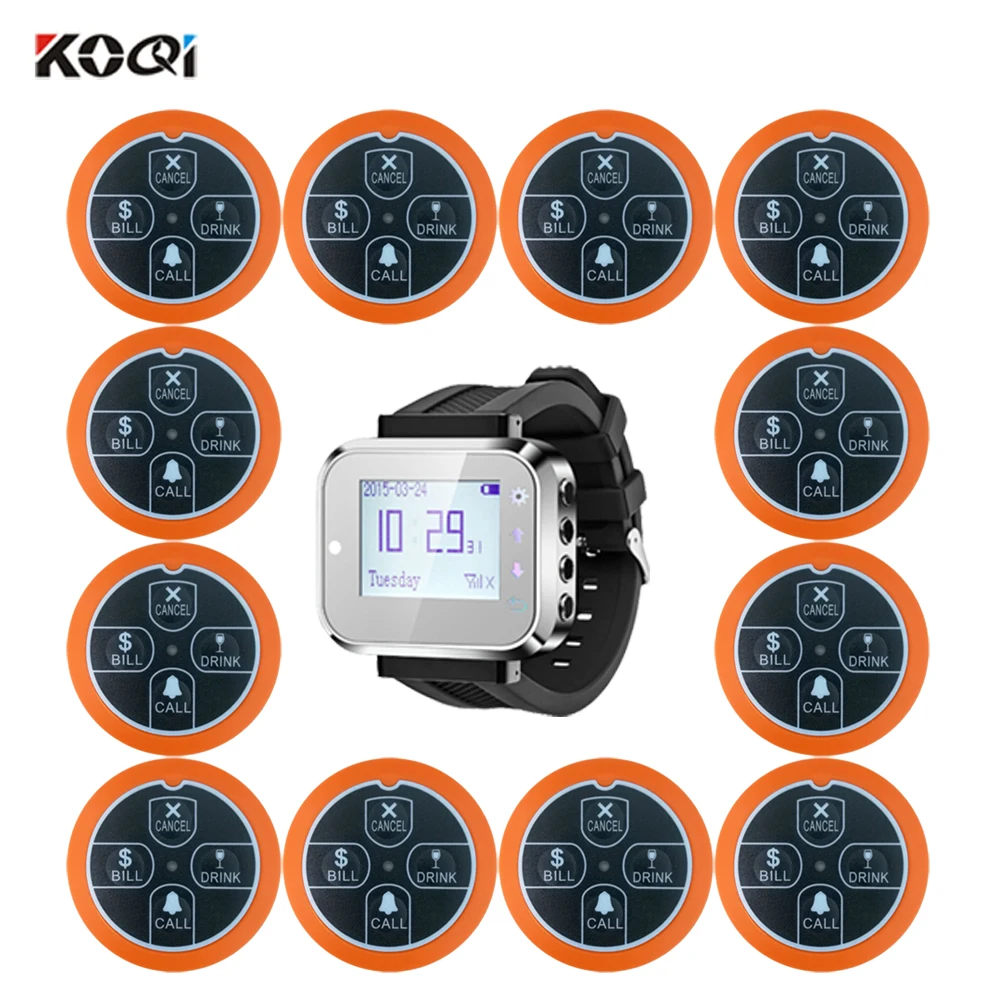 

2019 New Restaurant Call System 28 pcs button buzzer 2 pcs wrist pager for Customer Waiter Service Wireless