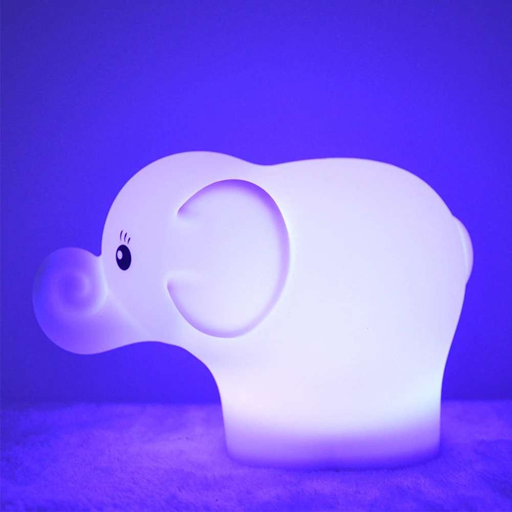

Cute Elephant Bedside Lamp Baby Nursery Home Desktop Decor Night Light Children Rechargeable Pat Dimmable 7 Color Changing Led