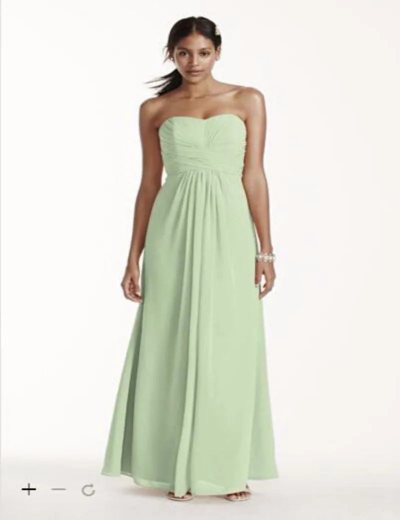 2016 Designer Occasion A Line David Bridal Long Strapless Chiffon 2016 Designer Occasion A Line David Bridal Long Strapless Chiffon Dress And Pleated Bodice Style F15555 Bridesmaid Dresses In From
