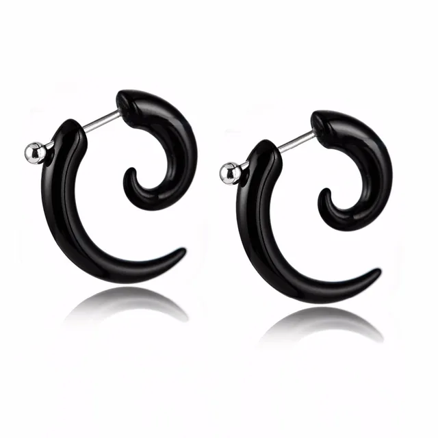 Fashion Uni Black Spiral Snail Moon Cuff Ear Earrings Cool Gothic Fashion Uni Black Spiral Snail Moon Cuff Ear Earrings Cool Gothic Punk Geometric Stud Earring Men