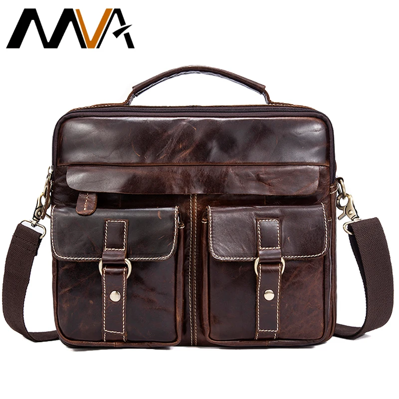 MVA جلدية حقيبة لابتوب للرجال الرجال حقيبة جلدية أصلية الرجال حقيبة كتف الذكور رسول Crossbody أكياس الرجال حقيبة حمل 801