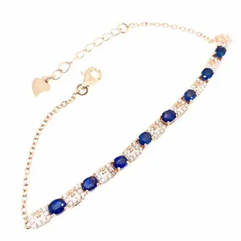 shilovem 925 silver sterling real Natural sapphire Bracelets fine Jewelry trendy party gift new plant 3*4MM yhl030409agl shilovem 925 silver sterling real Natural sapphire Bracelets fine Jewelry trendy party gift new plant 3*4MM yhl030409agl