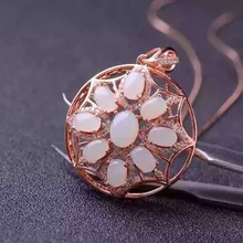 Натуральный белый нефрит кулон S925 серебро Природный камень кулон Цепочки и ожерелья модные роскошные Круглый Круг женщин GRIL ювелирные изделия