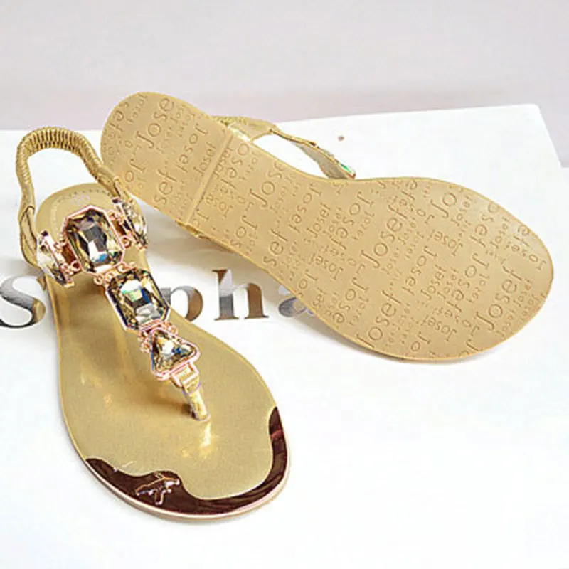 Для женщин сандалии пляжные Дамская обувь Летние вьетнамки из искусственной кожи Резиновая женская обувь модные стразы; босоножки; zapatos mujer