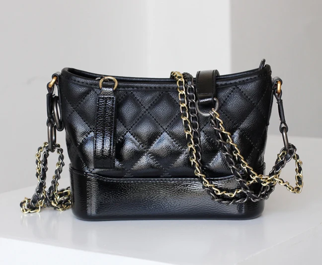 Дизайнерская Роскошная Брендовая женская сумка кожаная сумка на плечо для леди женская сумка на цепочке Модная брендовая сумка через плечо с ромбовидной решеткой - Цвет: black