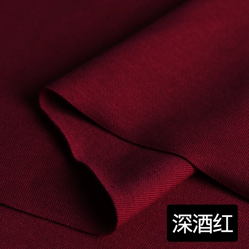 Двухсторонняя супер гладкая драпировка хлопок лайкра Высокая Ткань вязаная эластичная футболка платье ткань - Цвет: Wine red