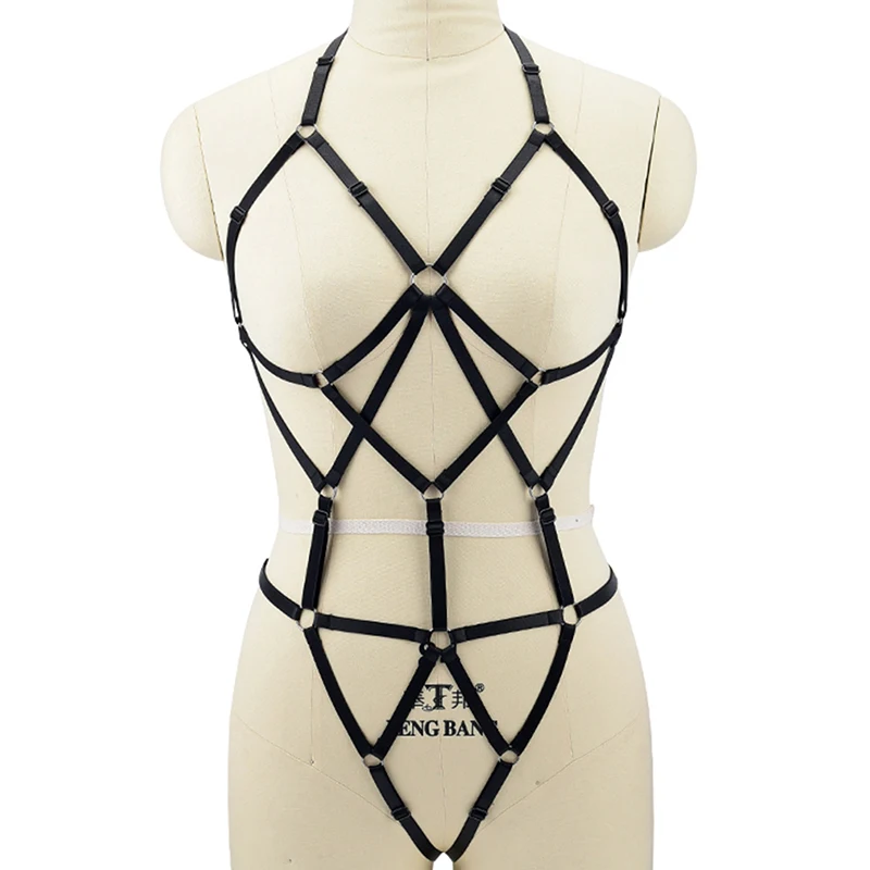 Women Harness Set body Elastic Cage Bondage Harness Belt Goth Fetish Exotic Witchy Burlesque Corset dessous sexy femme lingerie