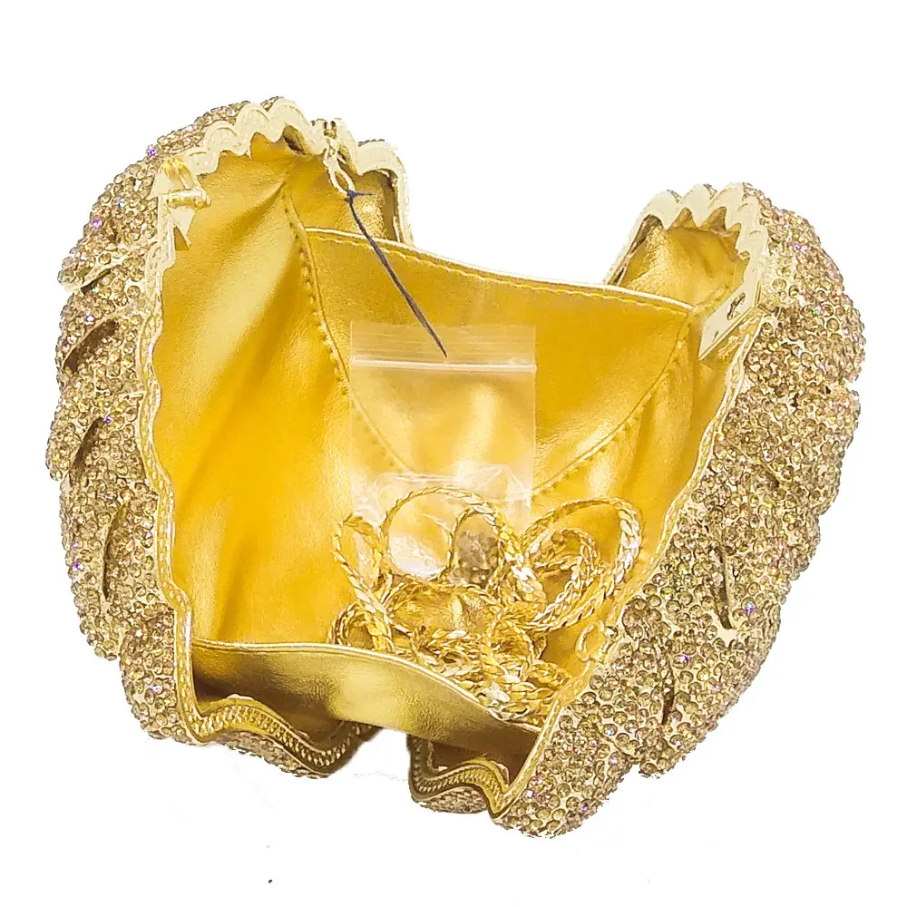 Бутик De FGG Блестящий Золотой Кристалл женские вечерние сумки с цветочной отделкой Свадебная вечеринка Свадебный с кристаллами Цветочная Сумочка, клатч