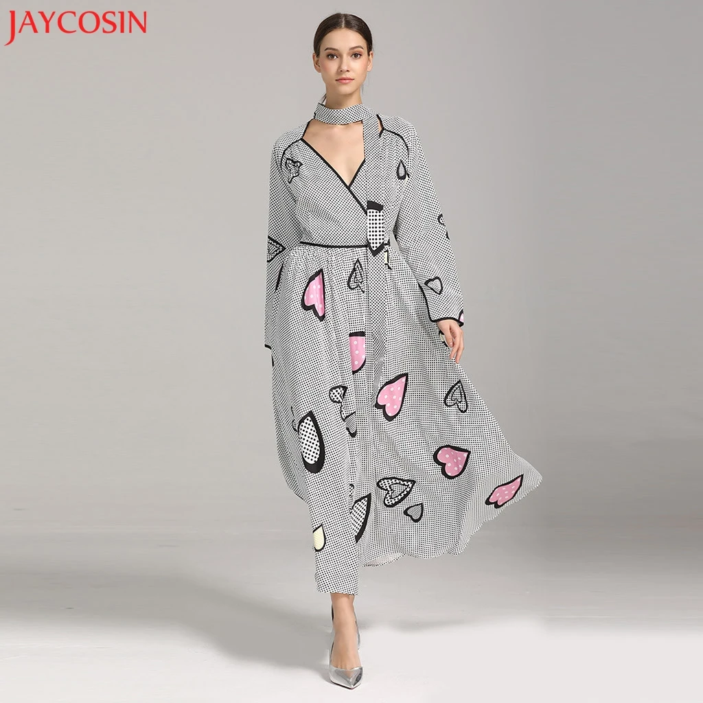 Женские мусульманские платья JAYCOSIN размера плюс с модным принтом Love хлопковый
