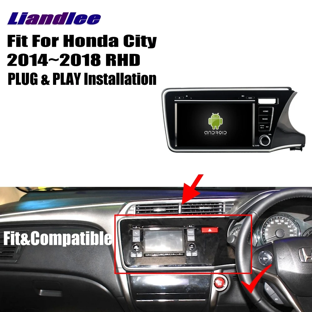 Discount Liandlee For Honda City 2014~2018 RHD Android Car Radio CD DVD Player GPS Navi Navigation Maps Camera OBD TV HD Screen Media 3