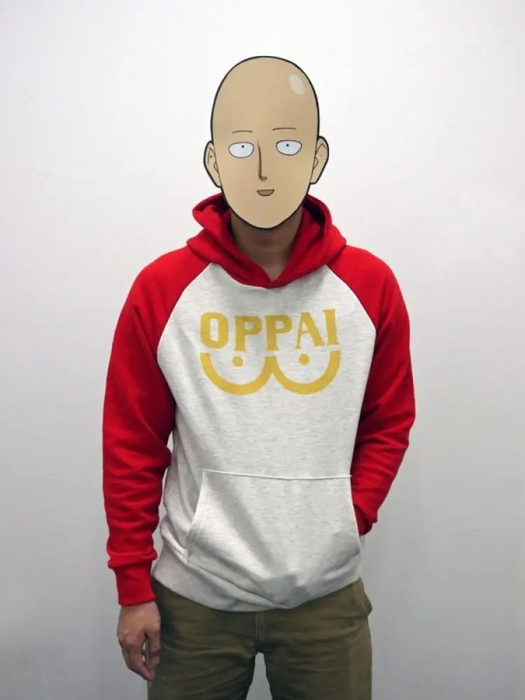 Anime One Punch Man Saitama Oppai Cosplay Pullover Hoodie Jacke SweatShirt Pulli