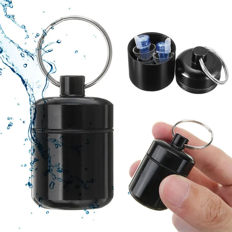 Black Earplugs Case Aluminium Alloy Carrying Bottle For Silicone ...