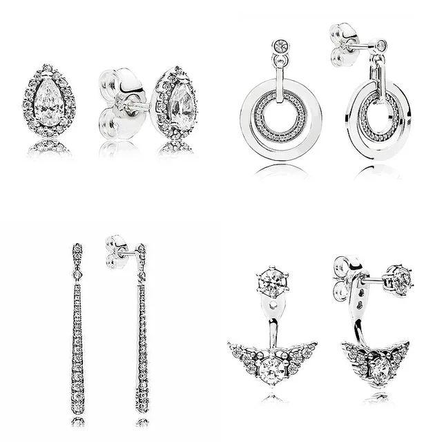 Circles Shooting Stars Hanging Earring With Crystal 925 Sterling Circles Shooting Stars Hanging Earring With Crystal 925 Sterling Silver Earrings For Women Wedding Party Gift Pandora Jewelry