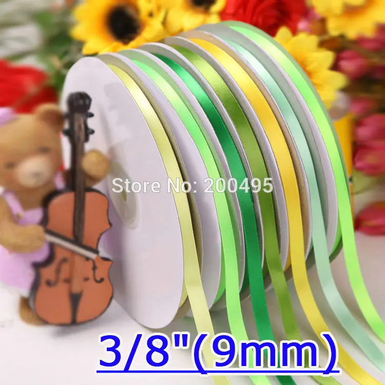 [IuBuFiGo] 3/8 &quot(9 мм) Двухсторонняя Атласная Лента fita de cetim decoradas DIY атласные ленты 100