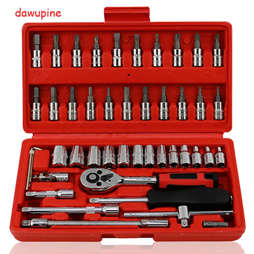 dawupine 46 pcs Car Repair Tool Sets Combination Tool Wrench Set Batch
