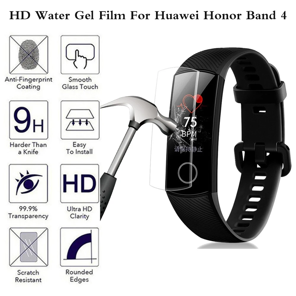 HD водная пропитанная гелем пленка для huawei Honor Band 5 4 защитная крышка экрана против царапин Ультра прозрачная полная защитная пленка на экран