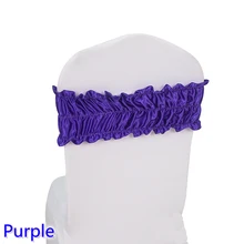 Фиолетовый цвет атласный стул шарф свадебное украшение Подвязка из лайкры и спандекса подходит для всех стульев юбка-пузырь в складку выглядеть галстук-бабочка отель Вечерние