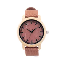 Handmade 100% Nature Bamboo Wooden Watch For Men and Women With Nylon Watchband Great Gift