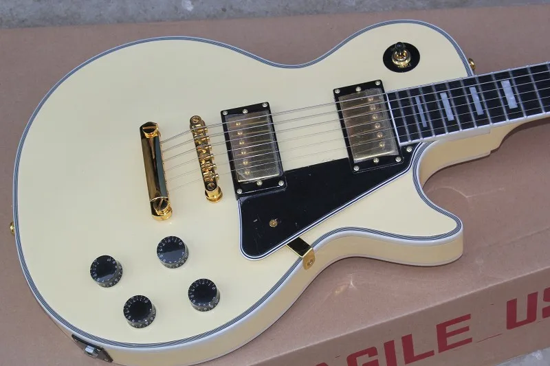 

high quality Mahogany body LP Custom ebony fingerboard RANDY RHOADS signature yellow electric guitar with hardcase