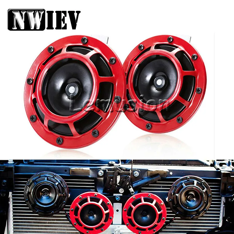 NWIEV Car Horn Red Electric Blast Tone Horn Kit For Citroen C4 C5 C3