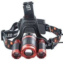 

5000LM Tactical Led Head Flashlight Cree xml 3*T6 Len Front Light Waterproof Portable Helmet Headlamp for Riding Hunting Camping