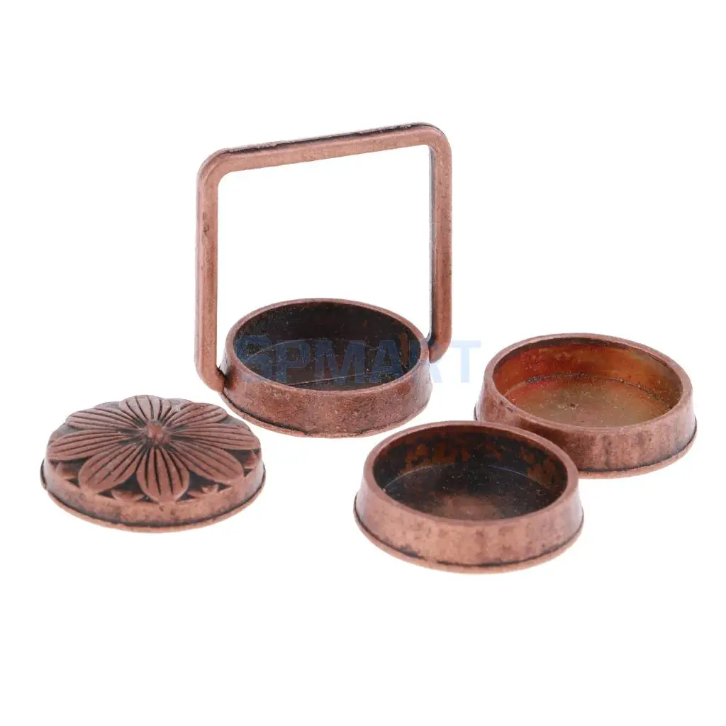 Vintage 1/12 Miniature Copper 3 Layer Lunch Box Kitchen Groceries for Dolls House Decor Accessories