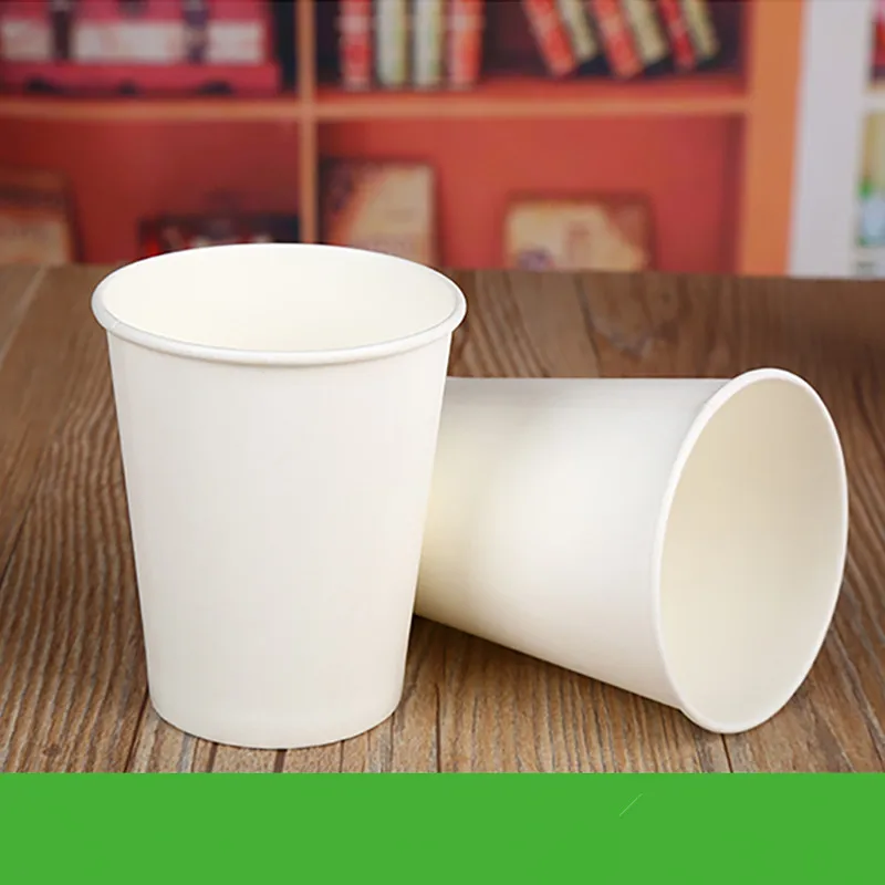 100pcs/pack 250ml Disposable White Paper Cups Thick Drinking Cup Coffee Tea Milk Cup Accept Customize