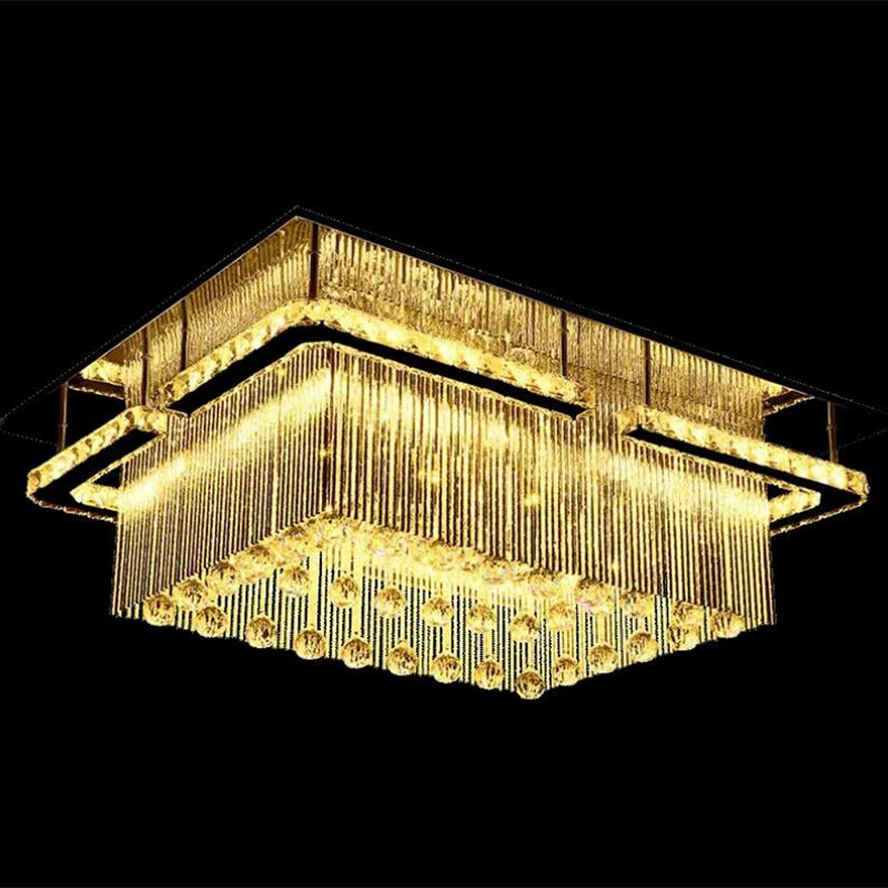 Us 398 98 38 Off Jmmxiuz New Rectangular Led Chandelier Ceiling Mounted Crystal Light Hearth Chandeliers Sales Promotion In Chandeliers From Lights