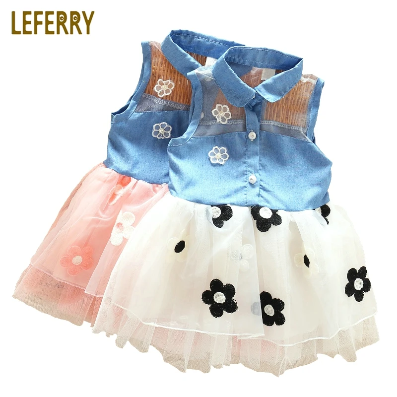 

Floral Embroidery Mesh Baby Girls Dresses Summer Baby Girls Clothes Sleeveless Kids Dresses For Girls Baby Kleding Clothing
