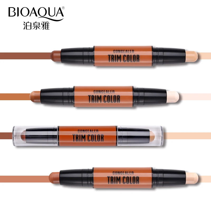 Бренд BIOAQUA, 2 в 1, 3D Хайлайтер для лица, бронзаторы, палочка для макияжа, водостойкий кремовый консилер, подсвечивающий контур, основа, косметика