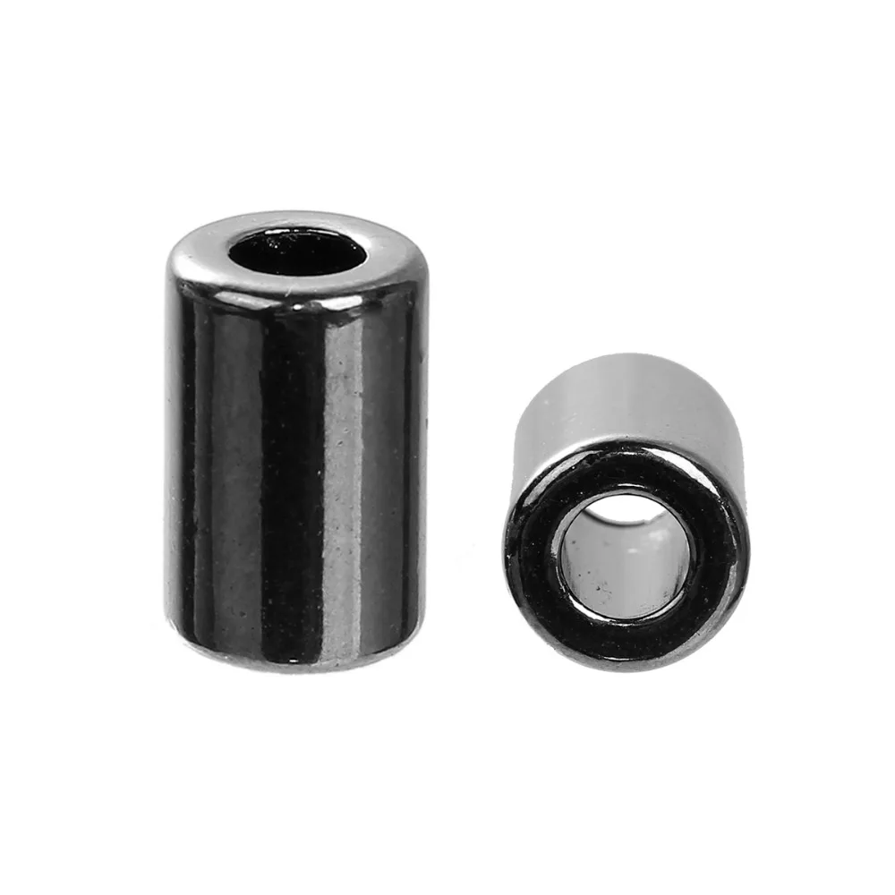 

DoreenBeads Zinc Based Alloy Gunmetal Spacer Bracelets Accessory Metal Heads Cylinder (Fits Cord Size: 5mm) 15mmx 10mm,5 PCs