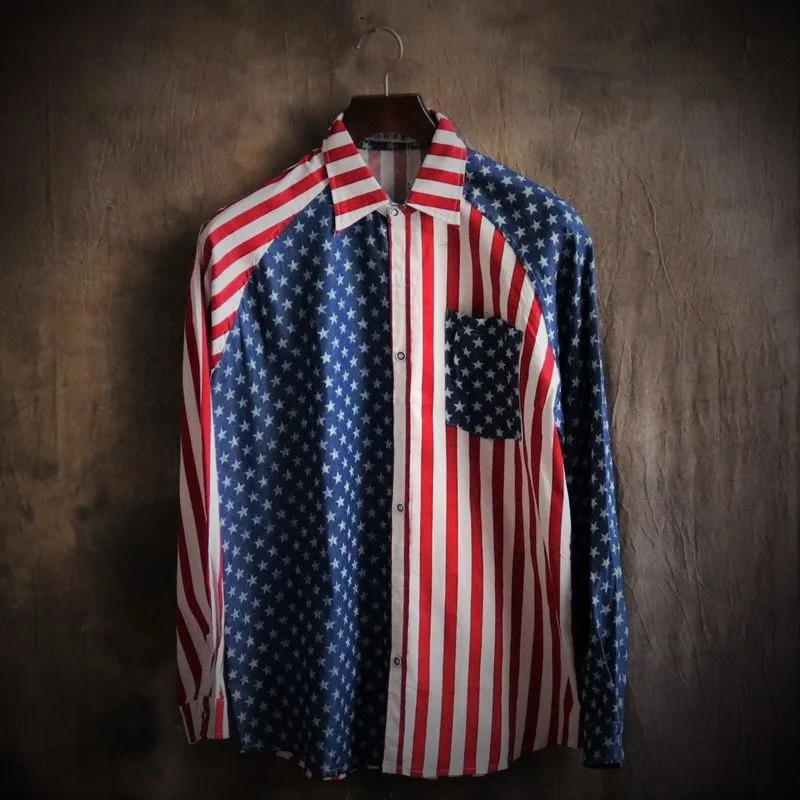 American Stars And Stripes Flag Mens Shirts Fashion 2016 Spring Autumn