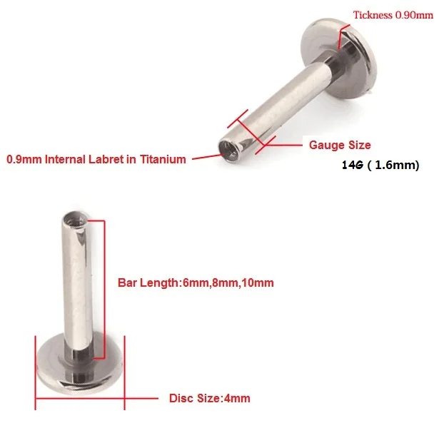 

High Polishing G23 Titanium Internally Threaded Ear Cartilage Helix Tragus Stud Labret Lip Piercing Replacement Body Jewelry