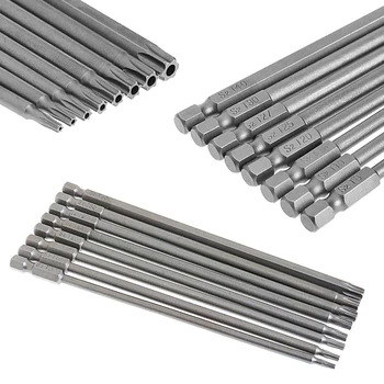 

8Pcs 150mm Long Magnetic Torx Security Electric Screwdriver Drill Bits Set Nov2-D