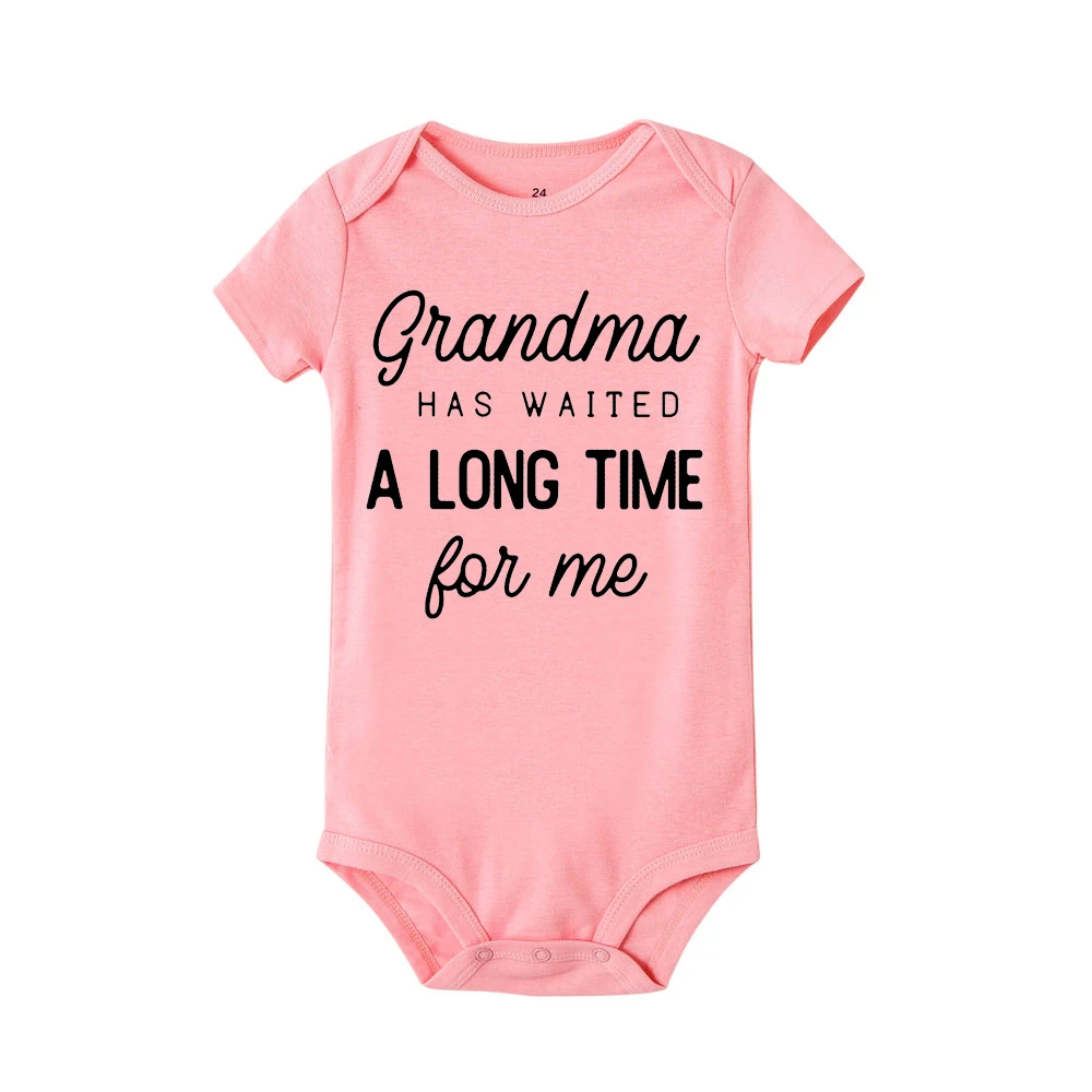 Grandma Waited A Long Time for Me Baby Girls Boys Jumpsuit Newborn Print Bodysuits Summer Kids Cute Clothes 0-24Months - Цвет: r632-SRPPK-